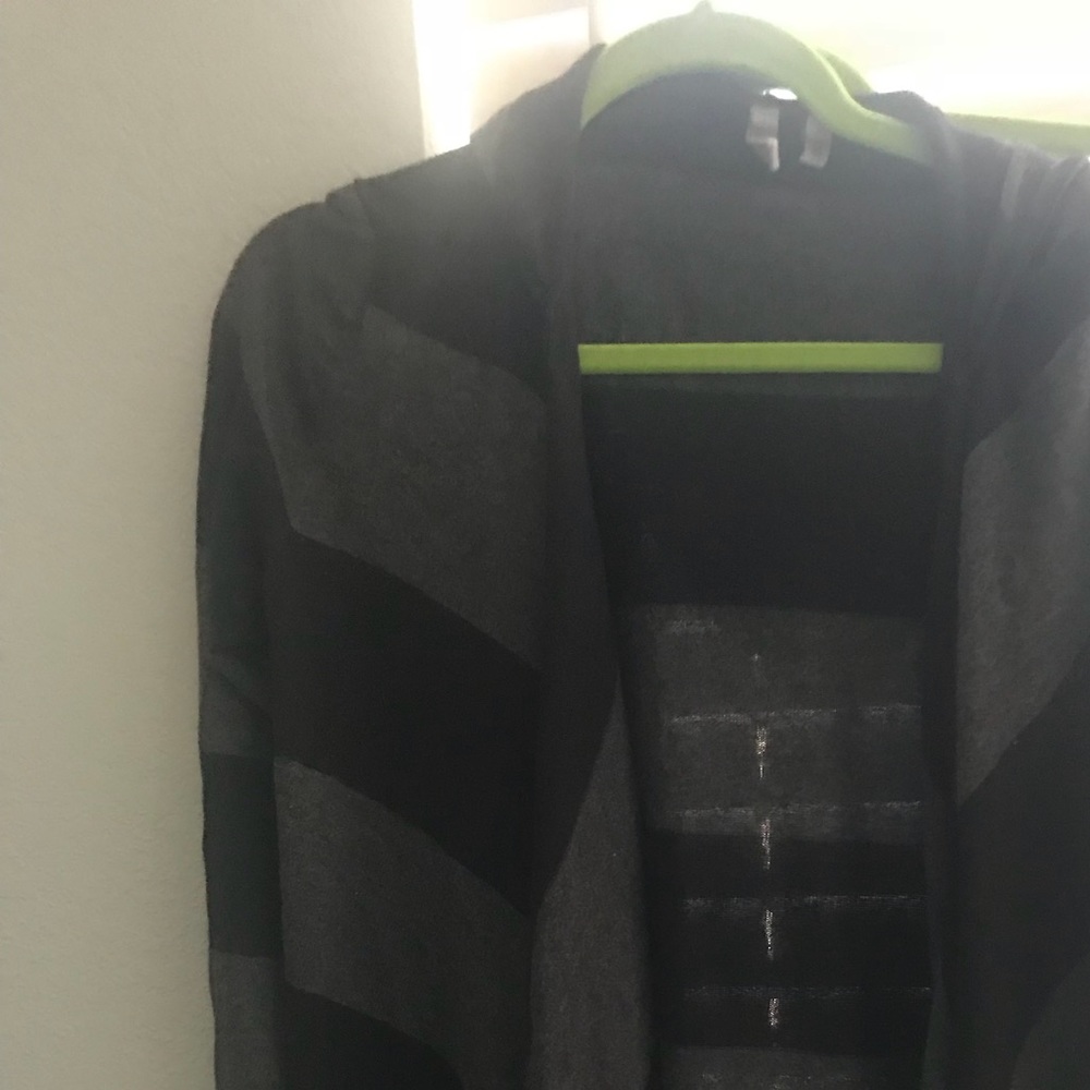 Black and grey sweater wrap